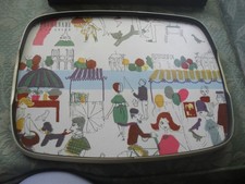 Vintage Retro 1960s French? Small cocktail Tray + French Scene