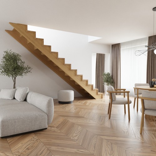 Custom wooden staircase with - wooden,
