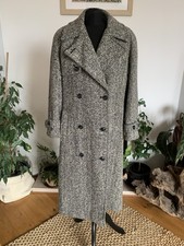 Vintage Windsmoor Tweed Wool Coat Jacket - Medium - Herringbone Grey Black