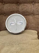 Dragonfly Wall Clock Silver Rim 20cm / Conservatory or kitchen