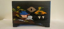 VINTAGE JAPANESE LACQUER MUSIC BOX/JEWELLERY BOX - MOTHER OF PEARL INLAY