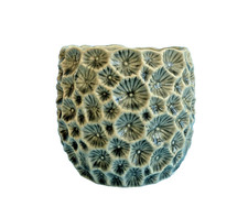 Gisela Graham 'Crater' Ceramic Plant Pot Holder in Grey/Green