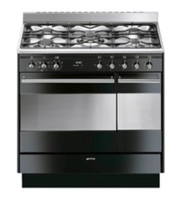Smeg Dual Fuel Range Cooker BLACK LPG Convertible 
