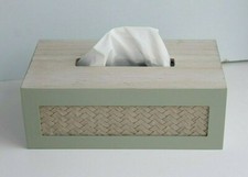 Wooden Tissue Box Cover Holder  Eucalyptus & Seagrass
