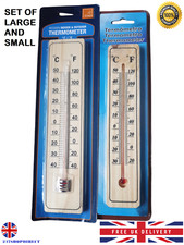 x 2 WALL WOODEN THERMOMETER
