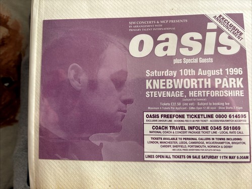 Oasis flyer knebworth - flyer, park