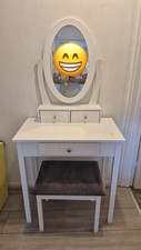 Dressing Table with Drawers, Stool, and Mirror