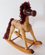 Handcrafted Wooden Rocking Horse with Yarn Mane & Tail