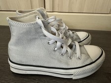 Converse RARE pale silver glitter high tops, used once for prom, size 3