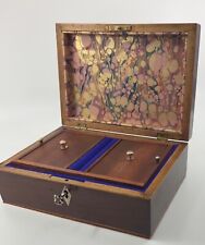 Antique 19th century Victorian Flame  Mahogany,  satinwood edging jewellery box 