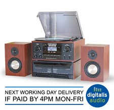 Steepletone Houston 6-in-1 Retro Music Centre Turntable CD DAB FM Black OPEN BOX