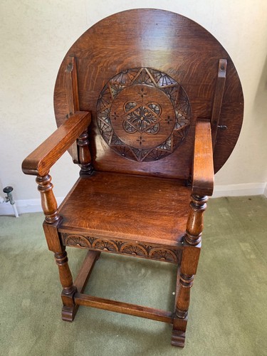 Antique oak monk chair - antique,