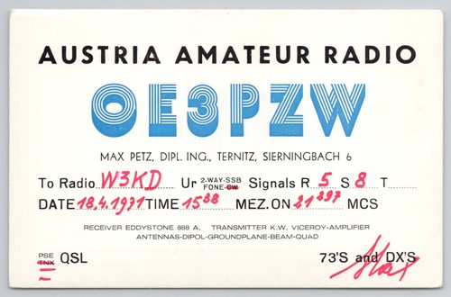 1971 austria amateur radio qsl - 1971,