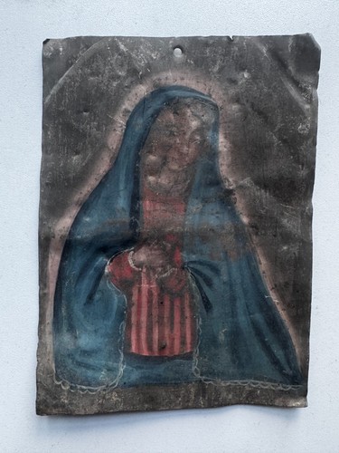 Antique mexican virgin oil - antique,