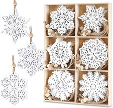Wooden Snowflakes, 30PCS White