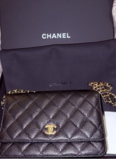 Chanel Wallet On Chain WOC Black Caviar Leather Gold Hardware CC Turnlock 