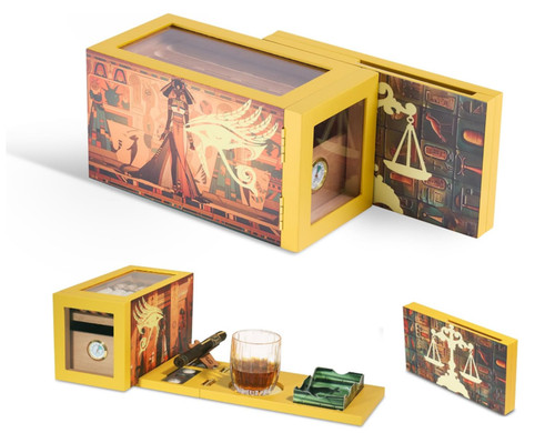 Bamboo and whale cigar humidor - bamboo,