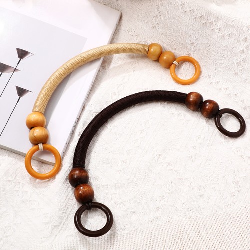 Wooden bead bag handles - wooden,