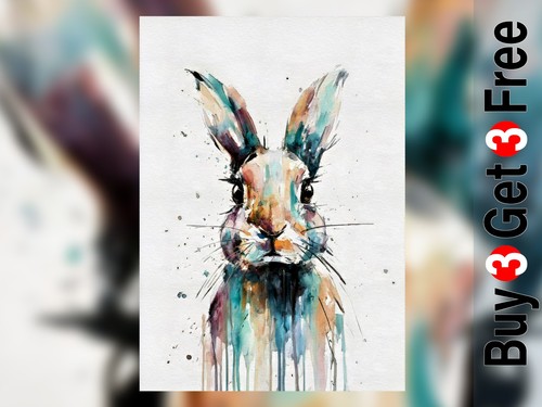 Rabbit print on matte - rabbit, 5"x7"