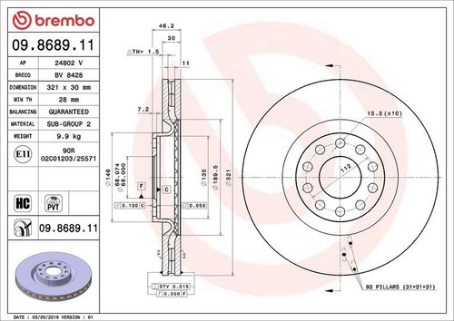 Brembo 8689 brake - brake, disc