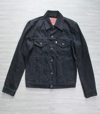 Levis Denim Jacket Mens Small Black Trucker Jean Coat Cotton White Tab Button Up