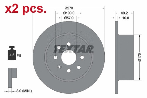 Pcs rear brake disc rotos - x2,