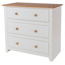 Chest Of 3 Drawers Solid Pine Top Wide Bedroom Storage Furniture 2 Colours