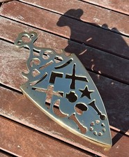 Vintage - Brass Trivet / Stand - Masonic? Symbols - Weight 353g