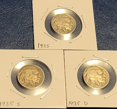 1935 pds buffalo nickels - pds, usa
