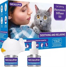3-In-1 Plug in Cat Calming Kit with 1 Diffuser & 2 Refill 48ml Vial for 60 Days