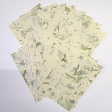 CLEARANCE 16 x A6 Sheets of Thick Handmade Papers Cream & Sage Green Foliage New