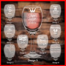 Personalised Engraved Wine Glass Gift Birthday Gifts Present 18th 30th 40th 50th