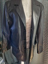 Torus London black leather blazer jacket size small 