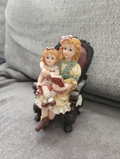 Victorian Style Ornament Figurine.  2 Girl On A Chair Reading. 5"