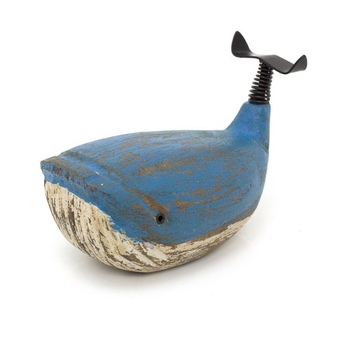 Wooden whale ornament - wooden,