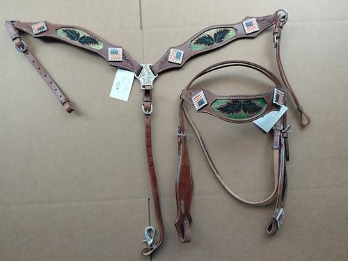 Western leather headstall - leather,