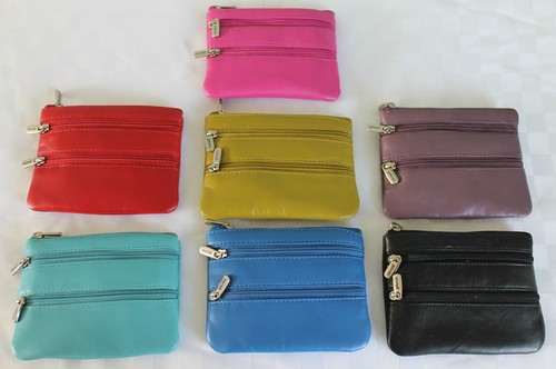 Leather golunski zipped - leather, coin