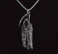 Stainless Steel pendant death scythe skull mens , womens pendant chain  charm