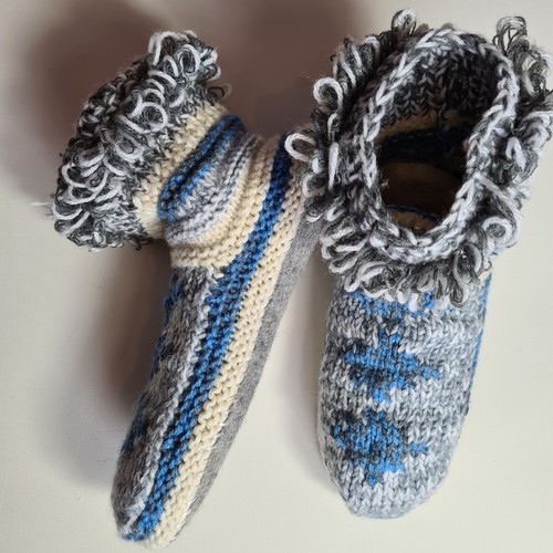 Hand knitted wool socks with - wool,