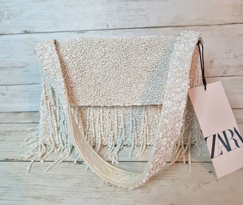 Zara white beaded fringed - beaded,