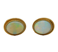 Pair of 9ct Yellow Gold & Opal