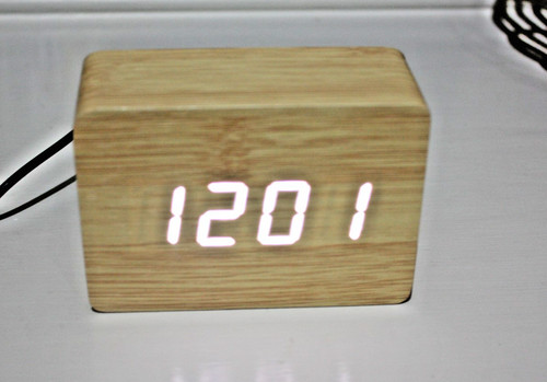 Digital alarm clock wood - alarm,
