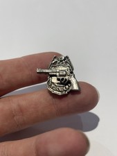 90s Vtg Police Hand Gun Metal Pin Badge