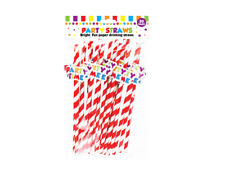 Novelty Paper Drink Straws( 19.5cm), Party Design  & Biodegradable - Pack of 20 