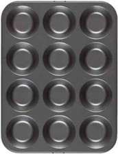12 Cup Muffin Cake Pan Baking Tray Deep Tin Cupcake Bun Sheet Steel Bakeware