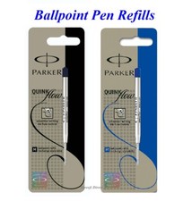 2 x Genuine Parker BALLPOINT Pen Refill Fine or Medium BLUE or BLACK - Pack of 2