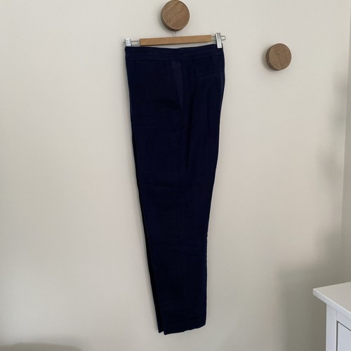 Navy linen mix trousers - tu,