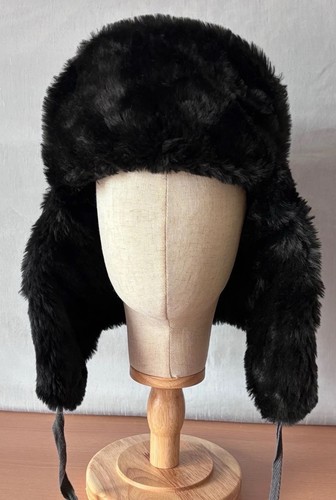 Black faux fur trapper russian - black,