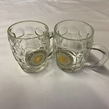 2x Usher’s Keg Gold Tankard (70s) Half Pint Dimple Glasses Vintage