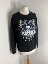 KENZO embroidered logo sweatshirt jumper M VGC Tiger black green blue white